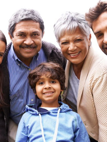 Shot of a multi-generational family posing for a self-portrait.